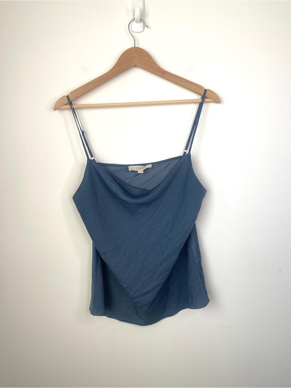 LOFT Slate Blue Cowl Neck Satin Camisole size medium